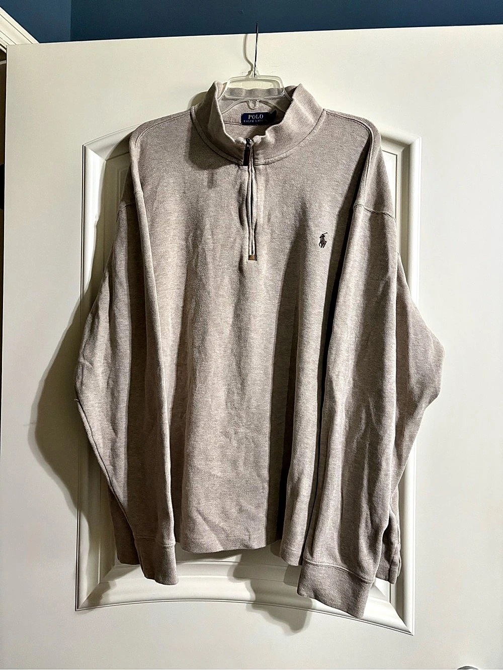 Polo Ralph Lauren Men's Quarter Zip Sweater Quarter-Zip Sweater in Beige Size